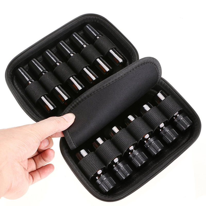 12 Grille Sac D'huile Essentielle Bouteille D'huile D'essence Sac De Rangement Zipper Portable Huile Essentielle Boîte D'emballage Boîte De Rangement