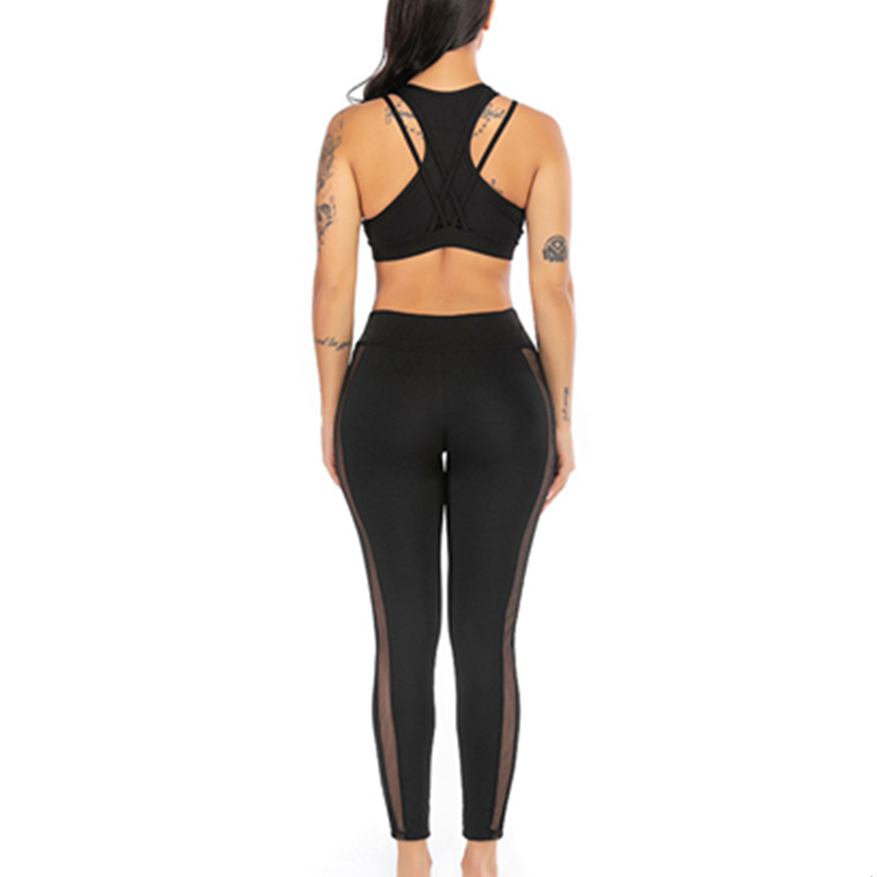 L'Europe et les États-Unis nouveau costume de gaze sexy costume de yoga d'épaule croisée pour les femmes exercice fitness