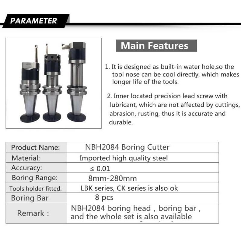 Série de jeux de têtes d'alésage: NBH2084 Boring Head NBH2084 Boring Head BT40 Boring Head Set