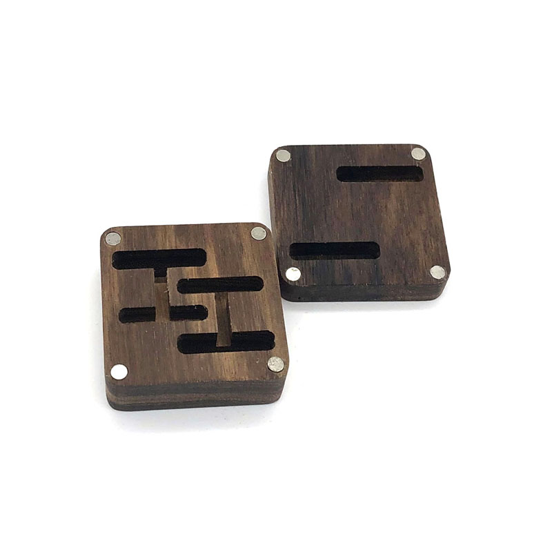 Boîte d'emballage cadeau en bois de bijoux de bouton de manchette sur mesure