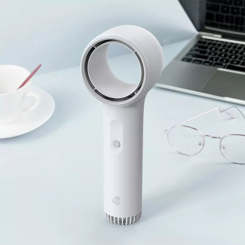 Juntaitong MiNi Ventilateur sans lame portable Sécurité sans lame Vent fort Vent faible bruit Beau et portable Vane Car Travel Use fans - Blanc