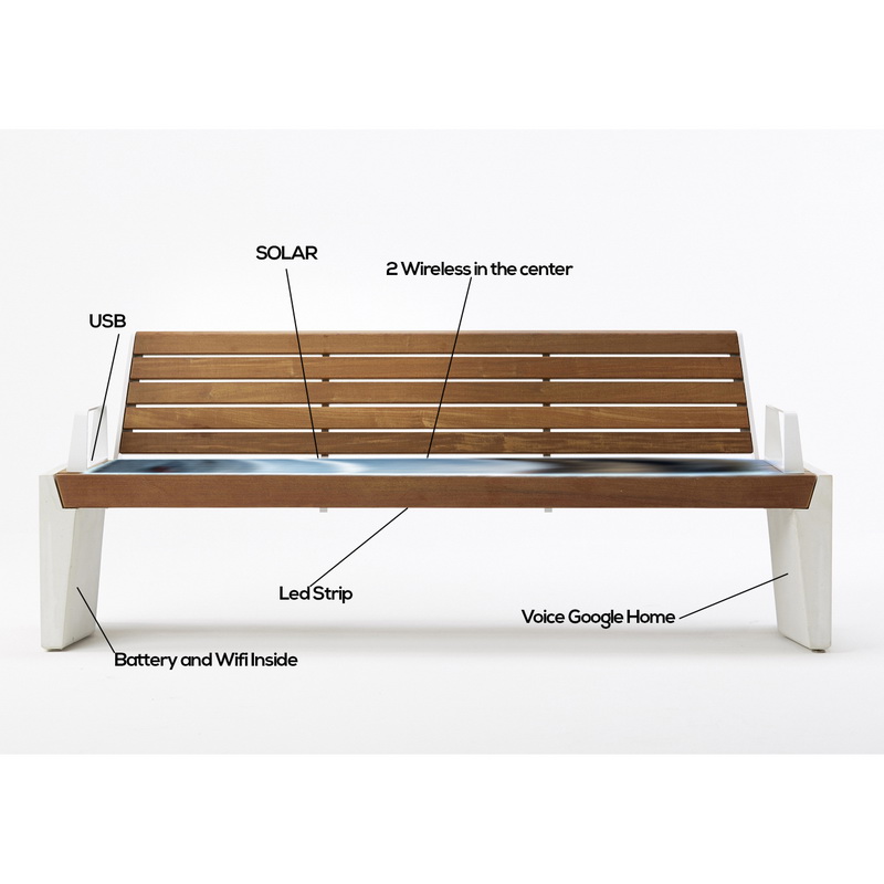 New Design Wood High Quality Solar intelligent banc
