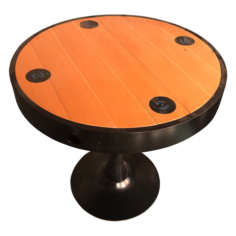 Table intelligente de Wifi de couleur en bois d'acier inoxydable avec le chargeur d'USB