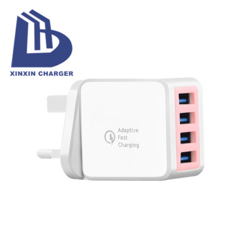 UE / USA / British Connection 2.1a - 4 port USB mural cargo Exchange Travel Charger adapter portable charger 18w 3.0