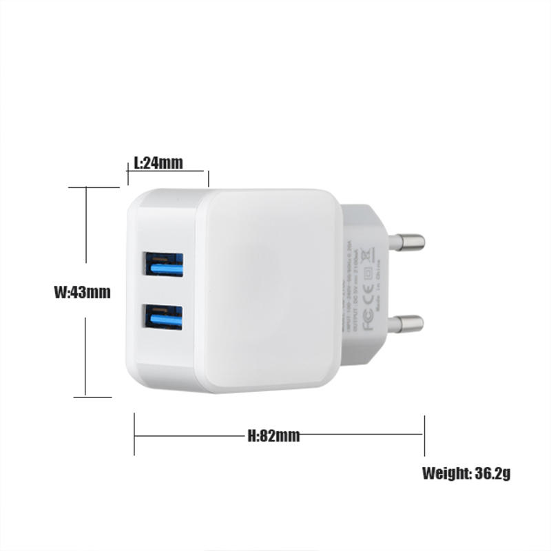 Chargeur rapide de téléphone portable Adaptateur universel 2 ports USB Chargeur de voyage universel universel Charge portable