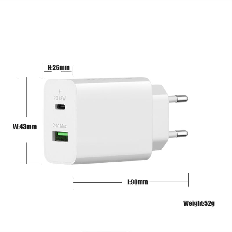 18W QC 3.0 + 2.4A adaptateur type-c USB adaptateur de chargeur de voyage mural chargeur de téléphone portable rapide chargeurs usb multi-port