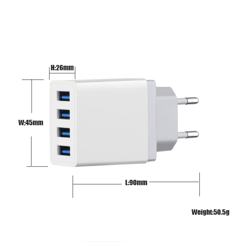 Adaptateur de chargeur de voyage mural USB 4 ports Chargeur de téléphone portable rapide Chargeurs USB multi-ports