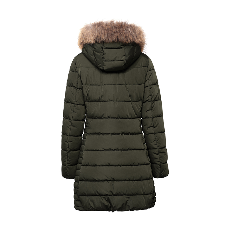 manteau chaud pour femme avec capuche amovible et veste en fourrure / duvet nature