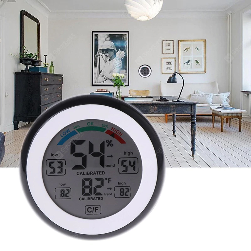 Moniteur d'humidité à thermomètre LCD à hygromètre numérique - Noir