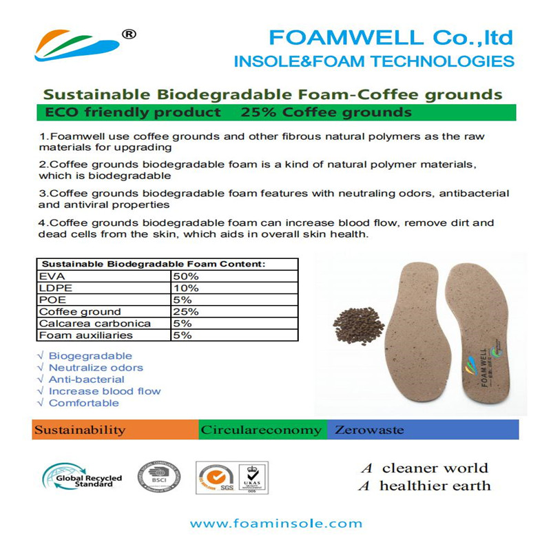 Sustainable Biodegradation Foam algue foot Nursing matelas chaussure semelle semelle