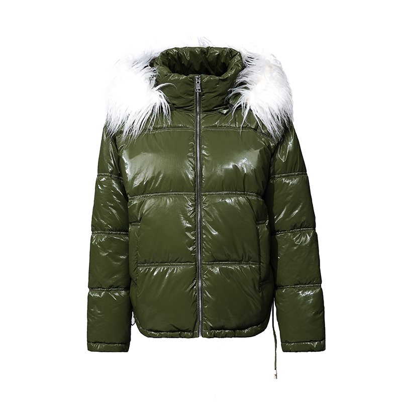 Manteau chaud bouffant pour femme avec veste matelassée à capuche amovible