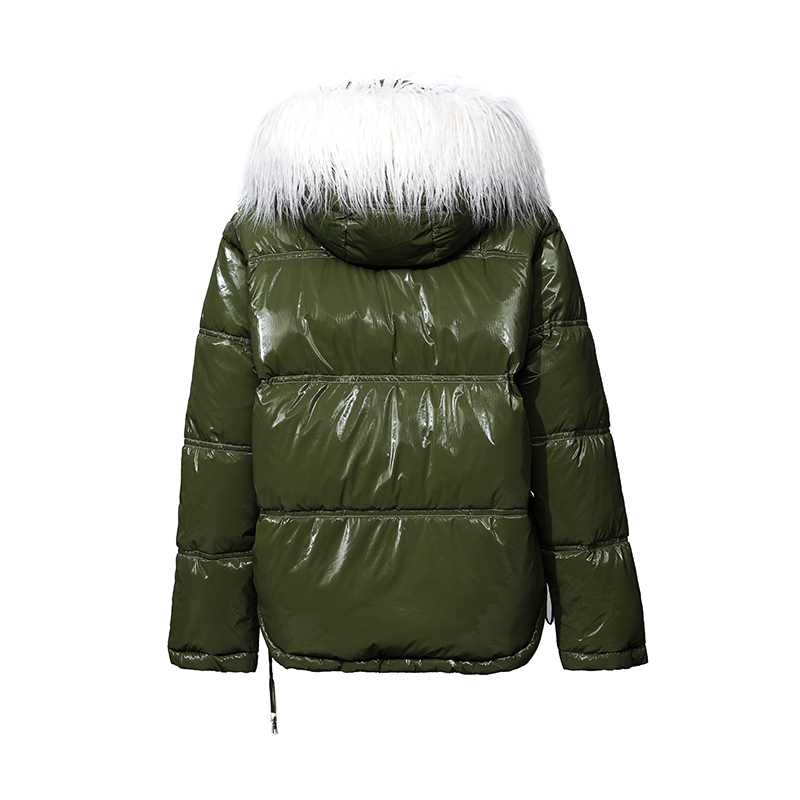 Manteau chaud bouffant pour femme avec veste matelassée à capuche amovible