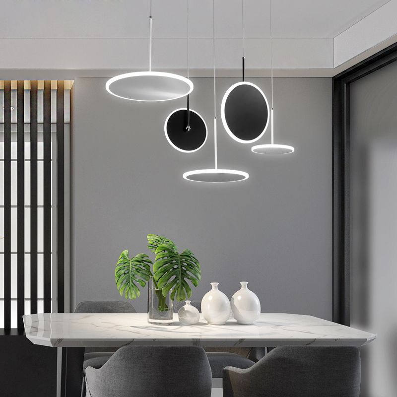 Nordic Design Iron Round Acrylique LED Pendentif Lumière Décor De Maison