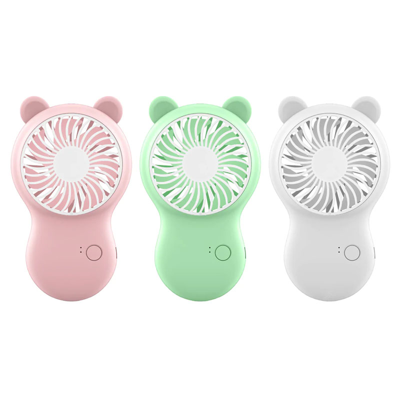 Mini ventilateur portatif à air de refroidissement, alimentation de voyage, batterie rechargeable USB de bureau, alimenté par support de téléphone pour l'extérieur - rose