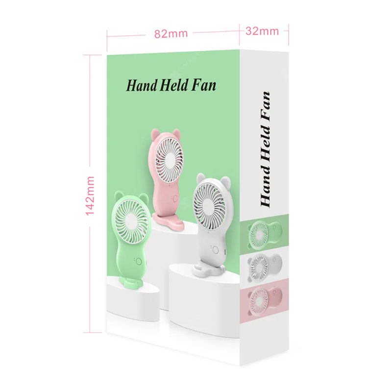 Mini ventilateur portatif à air de refroidissement, alimentation de voyage, batterie rechargeable USB de bureau, alimenté par support de téléphone pour l'extérieur - rose