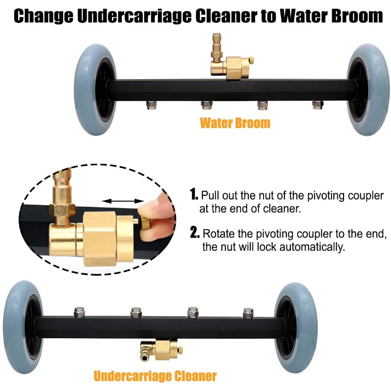 Balai à eau pour laveuse à pression 2 en 1 nettoyeur de train de roulement