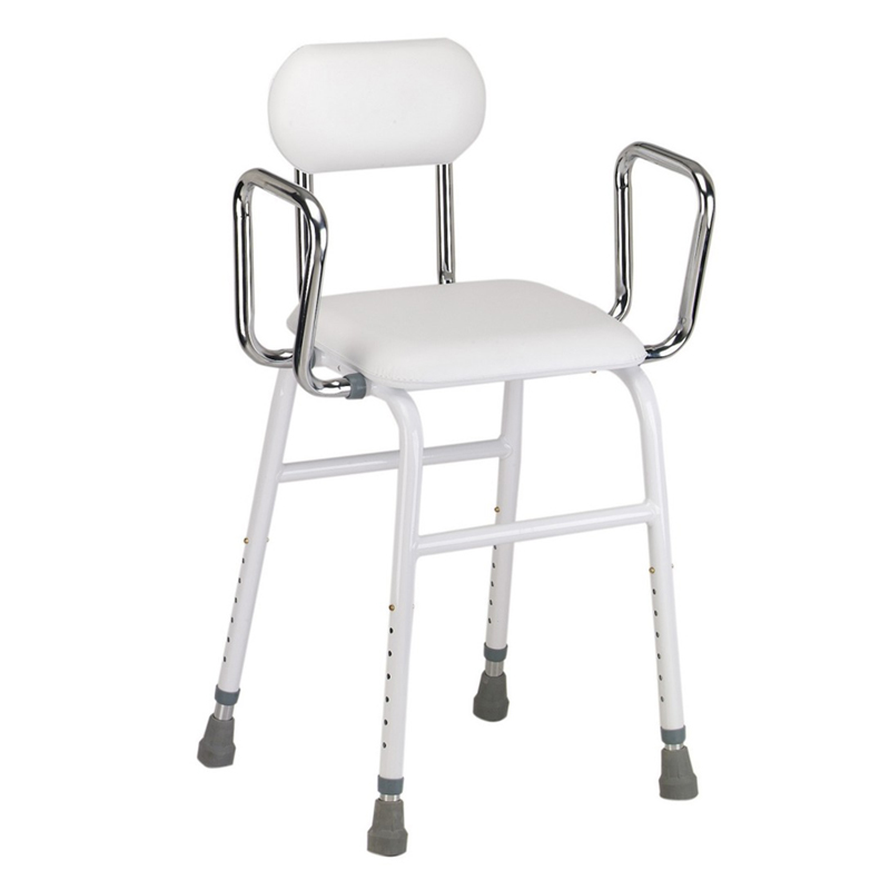 Tabouret tout usage avec accoudoirs réglables et dossier rembourré