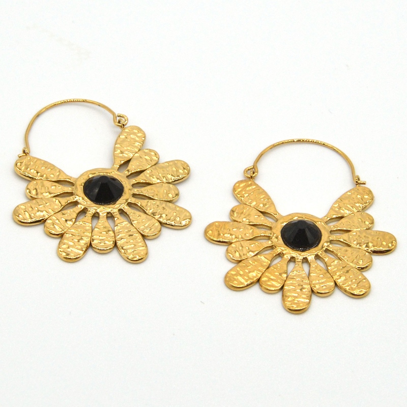 Bijoux en acier inoxydable plaqué or style bohème rétro boucles d'oreilles flocon de neige femmes Chine Ruifanbao usine de traitement de bijoux