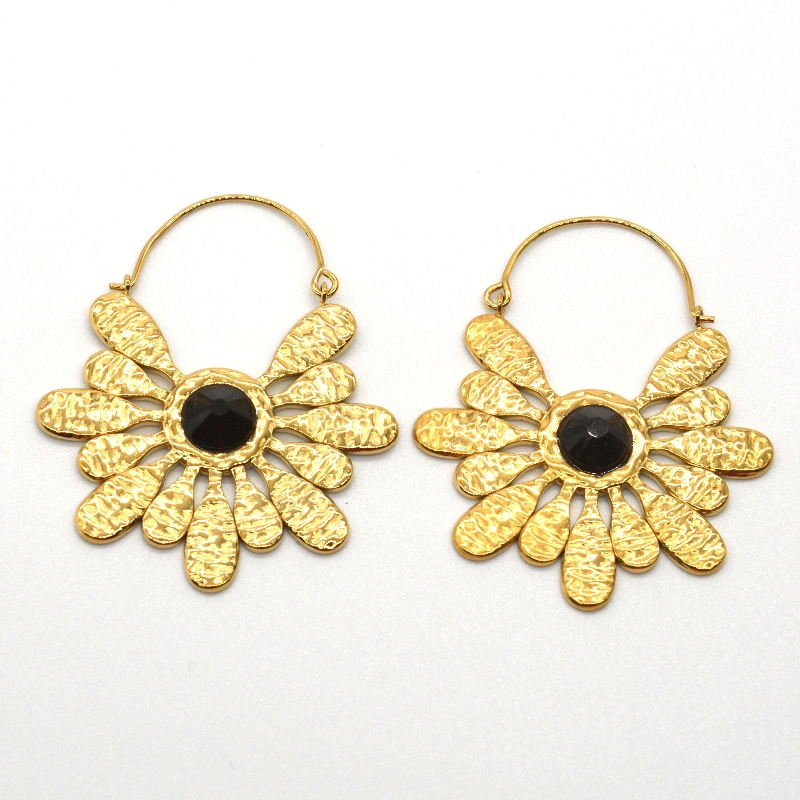 Bijoux en acier inoxydable plaqué or style bohème rétro boucles d'oreilles flocon de neige femmes Chine Ruifanbao usine de traitement de bijoux