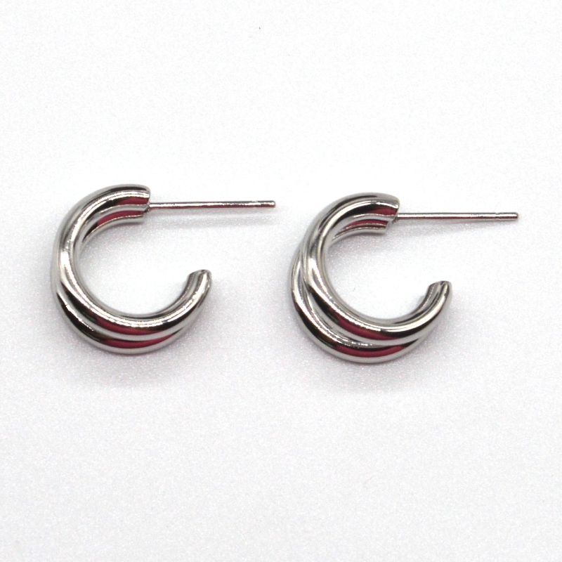 Boucles d'oreilles en argent épais double anneau en C rétro géométrique métal rock punk cercle rond boucles d'oreilles pendantes pour femmes filles boucles d'oreilles bijoux Chine Ruifanbao usine de traitement de bijoux