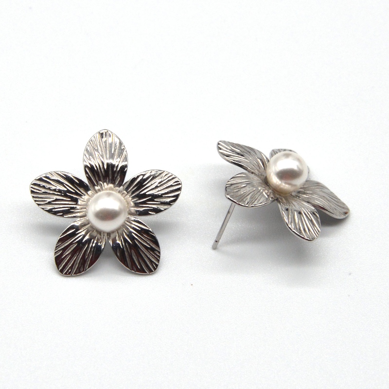 Boucles d'oreilles en perles de mariage pour femmes Boucles d'oreilles en acier inoxydable pour femmes