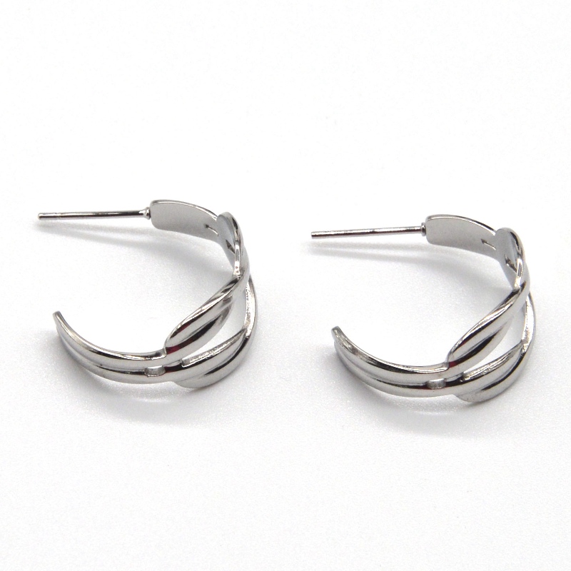 Boucles d'oreilles en argent Double C forme ronde boucles d'oreilles cercle déclaration pour femmes filles boucles d'oreilles élégantes bijoux Chine Ruifanbao usine de bijoux