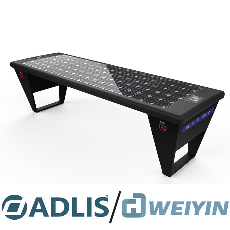 Bnech de jardin solaire de chargeur sans fil de couleur noire en métal de haute qualité pour le mobile