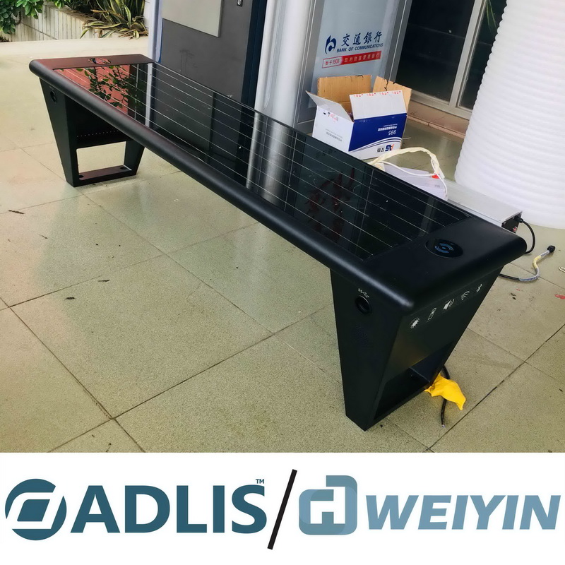 Bnech de jardin solaire de chargeur sans fil de couleur noire en métal de haute qualité pour le mobile