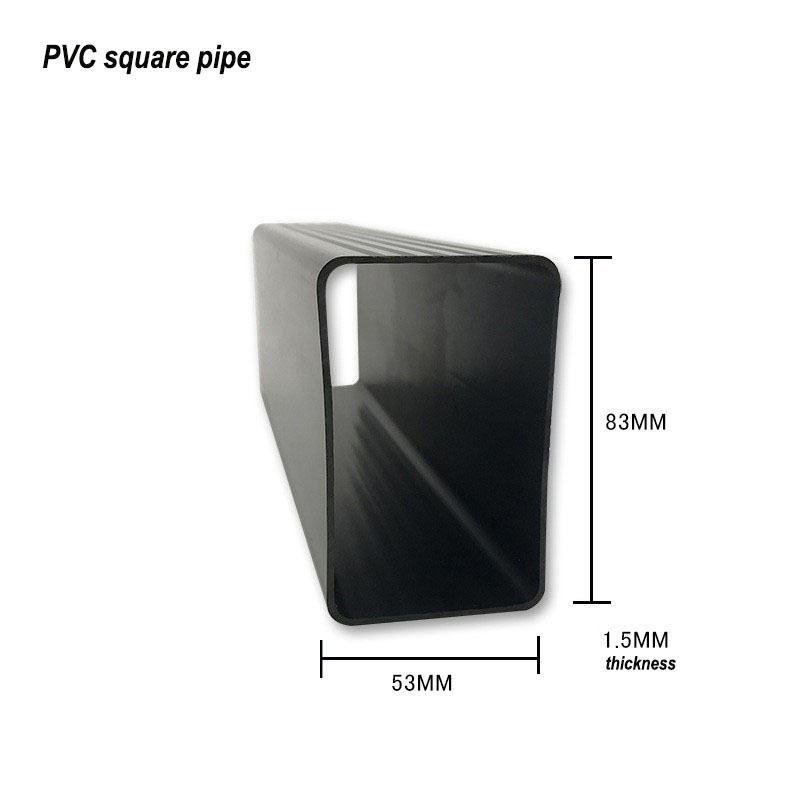 Tube carré creux PVC Tube en plastique rectangulaire Tube de tuyau carré PVC Profils d'extrusion