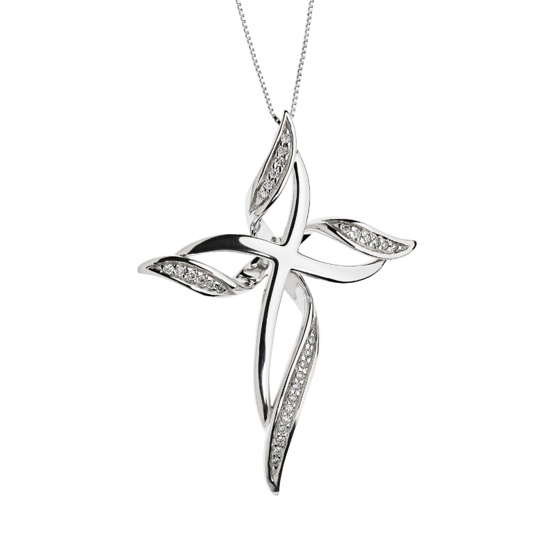 Collier en pierre collante en argent 925 avec croix de fleurs simples pour femmes Chine Usine de bijoux Ruifanbao