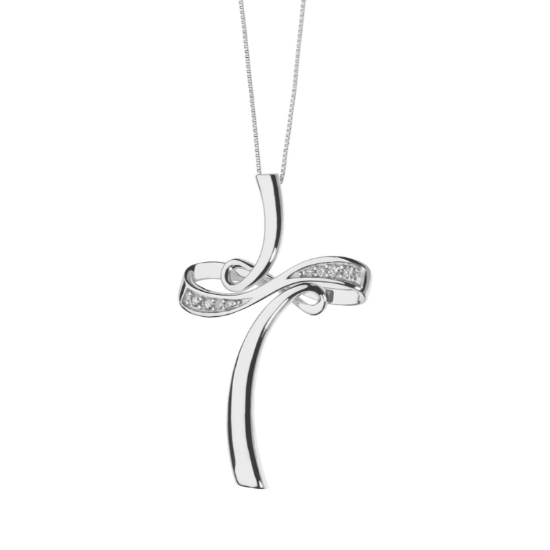 Collier de pierre collante en argent 925 avec croix simple pour femmes de style européen et américain Chine Ruifanbao usine de traitement de bijoux