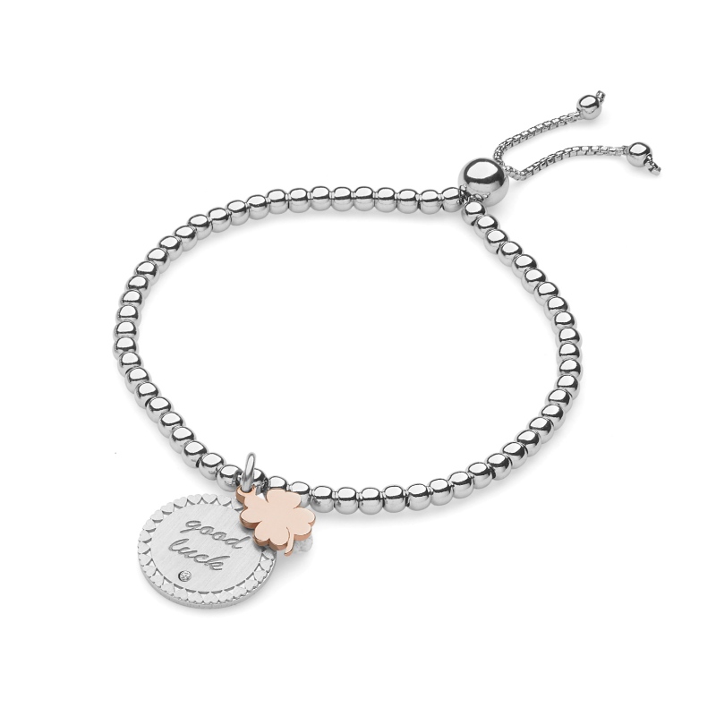 Femmes style européen et américain mignon simple trèfle à quatre feuilles en acier inoxydable fermoir mobile bracelet Chine Ruifanbao usine de bijoux