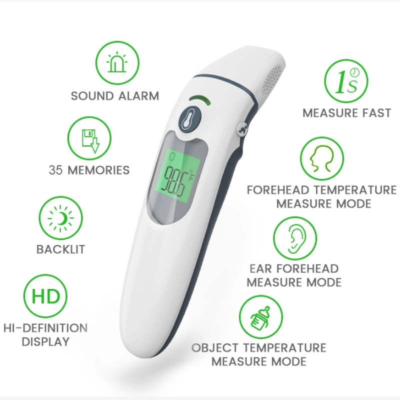 Thermomètre infrarouge à lecture rapide infrarouge à haute précision pour le front et l'oreille pour bébé et adulte approuvé par la FDA / CE / Rohs