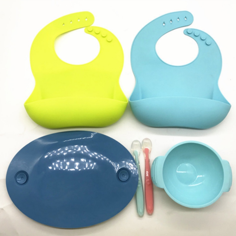 Plaque smiley ovale intégrée en silicone Plaque de visage smiley pour enfants Bavoir bébé en silicone