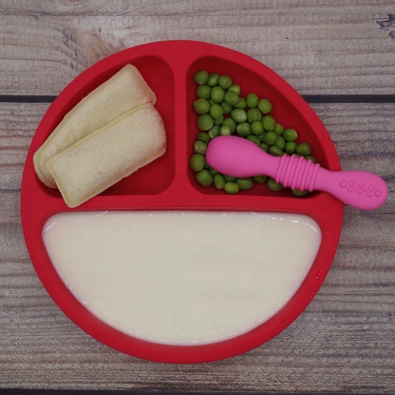Assiette en silicone ronde intégrée pour le visage souriant Bol et assiette pour enfants en silicone