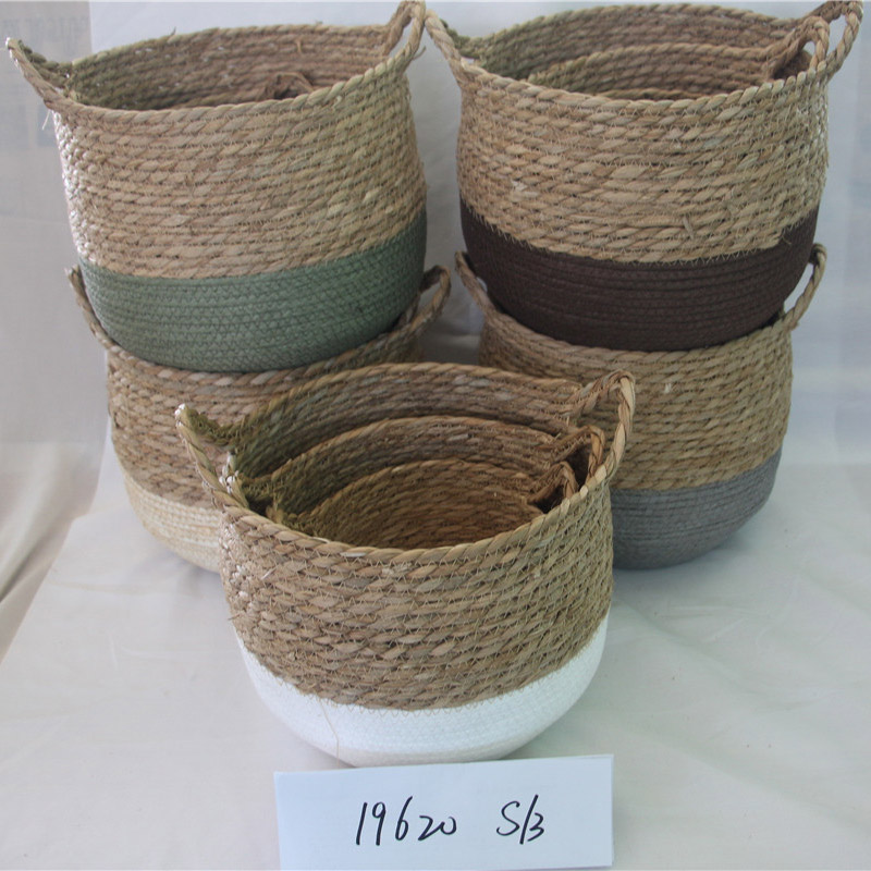 Support multifonctionnel de paniers de cuisine de corde de papier tissé d'algues pour le stockage