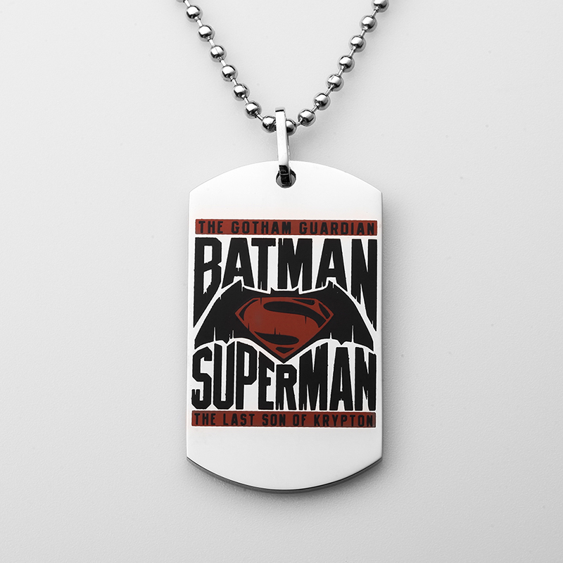 Pendentif Superman en acier inoxydable Collier Superman Dog Tag