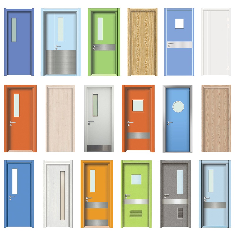 Usine chinoise en bois intérieur double hôpital porte Hpl haute qualité composite service d'urgence conception portes d'école bois bon marché pour salle de classe hôpital chambre personnalisé laminé Mdf porte en bois
