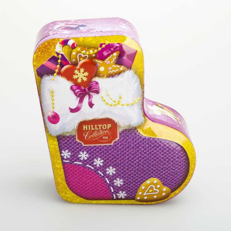 Boîte personnalisée en étain de forme de chaussette de Noël DR0678A-01 144x132x55