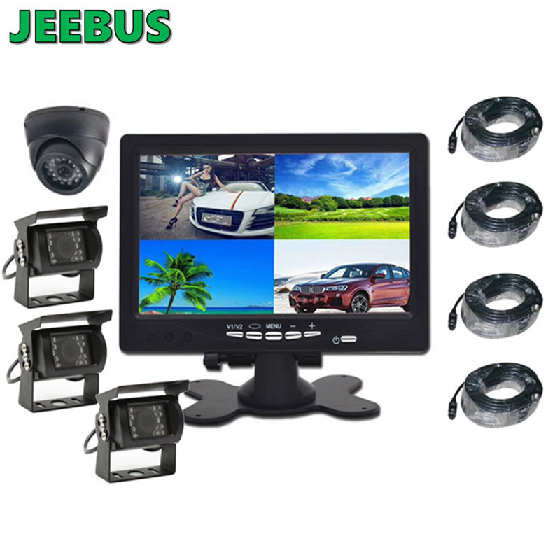 Système de moniteur DVR quad filaire AHD 7 pouces avec caméra pour camion