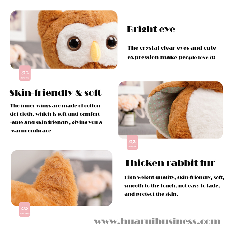 Épaissir la fourrure de lapin nuit oiseau hibou jouet / poupée en peluche / hibou en peluche