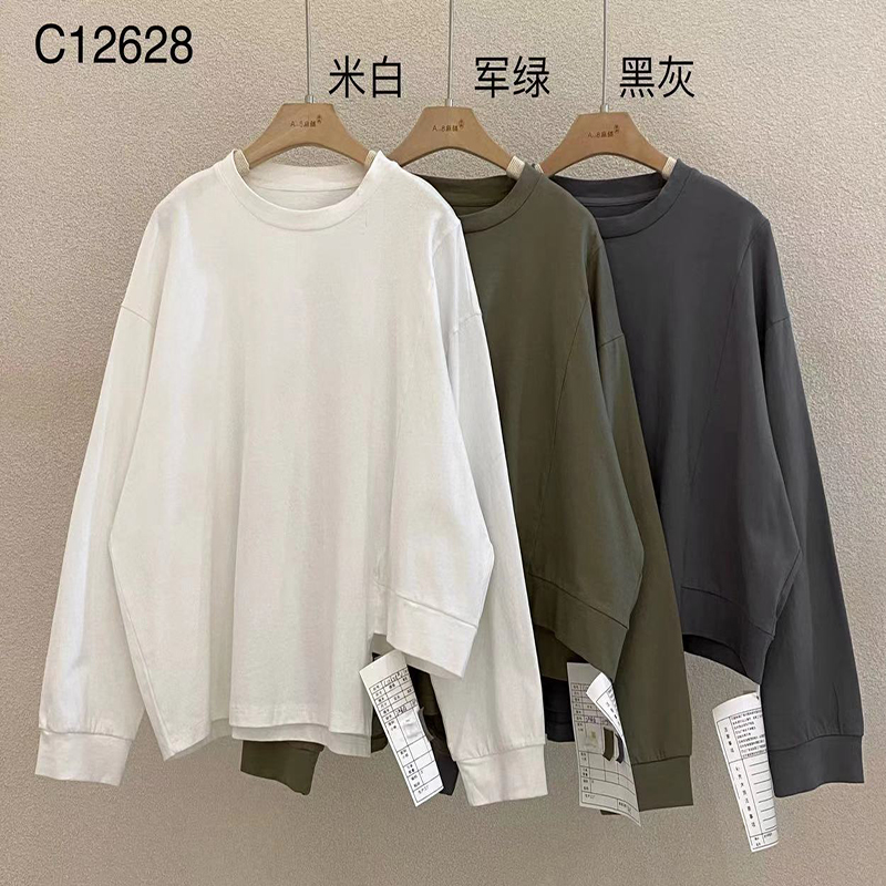 Un dessin simple, un style rond, une manche, un style de loisir, du coton pur et du lin, 12628 t - shirts.