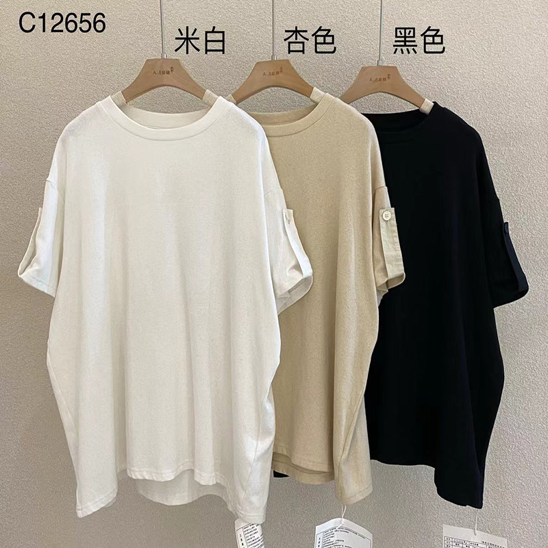 Un dessin souple, un style de col rond, une manche de couture, un style de loisir, du coton pur et du lin, 12656 t - shirts personnalisés.
