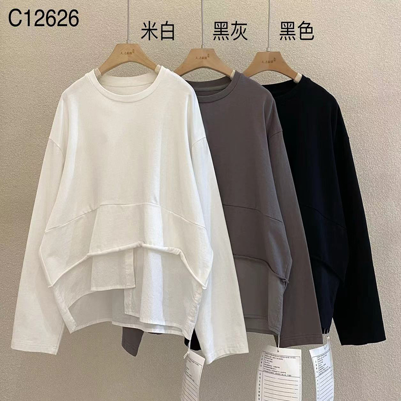 Un dessin simple, un style rond, une manche, un style de loisir, du coton pur et du lin, 12 626 t - shirts.