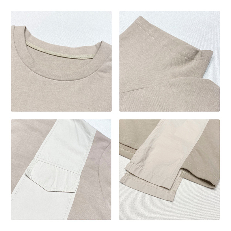 Conception large, simple, col rond, couture, manches, loisirs, coton, coton, coton, monotone, 12660 t - shirts.
