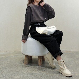 Large design compact compact style rond style de couture manches style récréatif coton pur