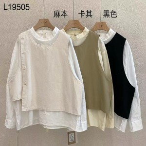 Large Design simple Fashion fashion Weather pure rayure format ultra - personnalisé chemise col rond 19505 + armure