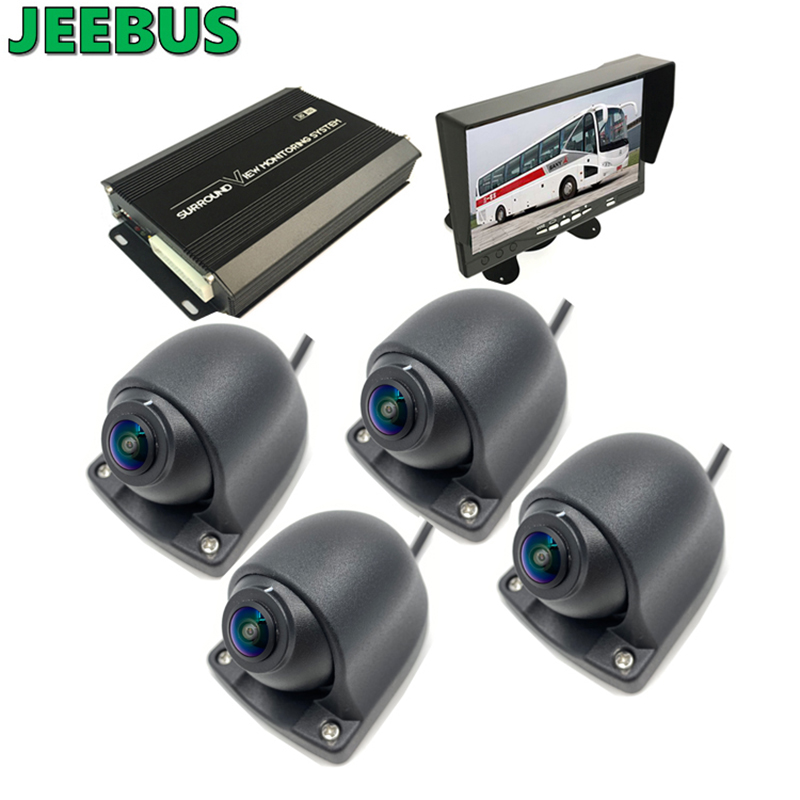 4Way Revser surveillance 360 ​​degrés 3D tout le système de caméra de voiture de vue d'oiseau rond avec HD DVR
