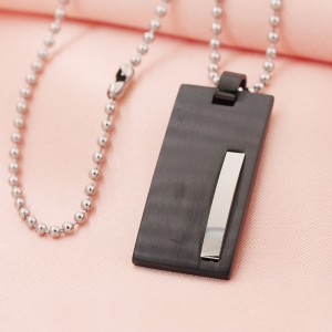 Vente en gros Collier pendentif en acier inoxydable bicolore Dog Tag
