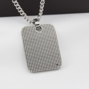 Pendentif en acier inoxydable gravable pour hommes avec collier de clôture en zircone cubique